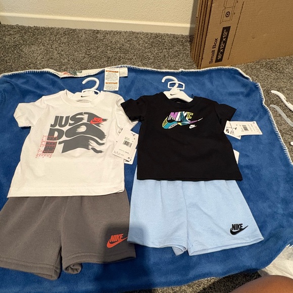 Nike Other - Bundle - Nike Kids Graphic Tee and Shorts Sets — White, Black, Gray & Light Blue